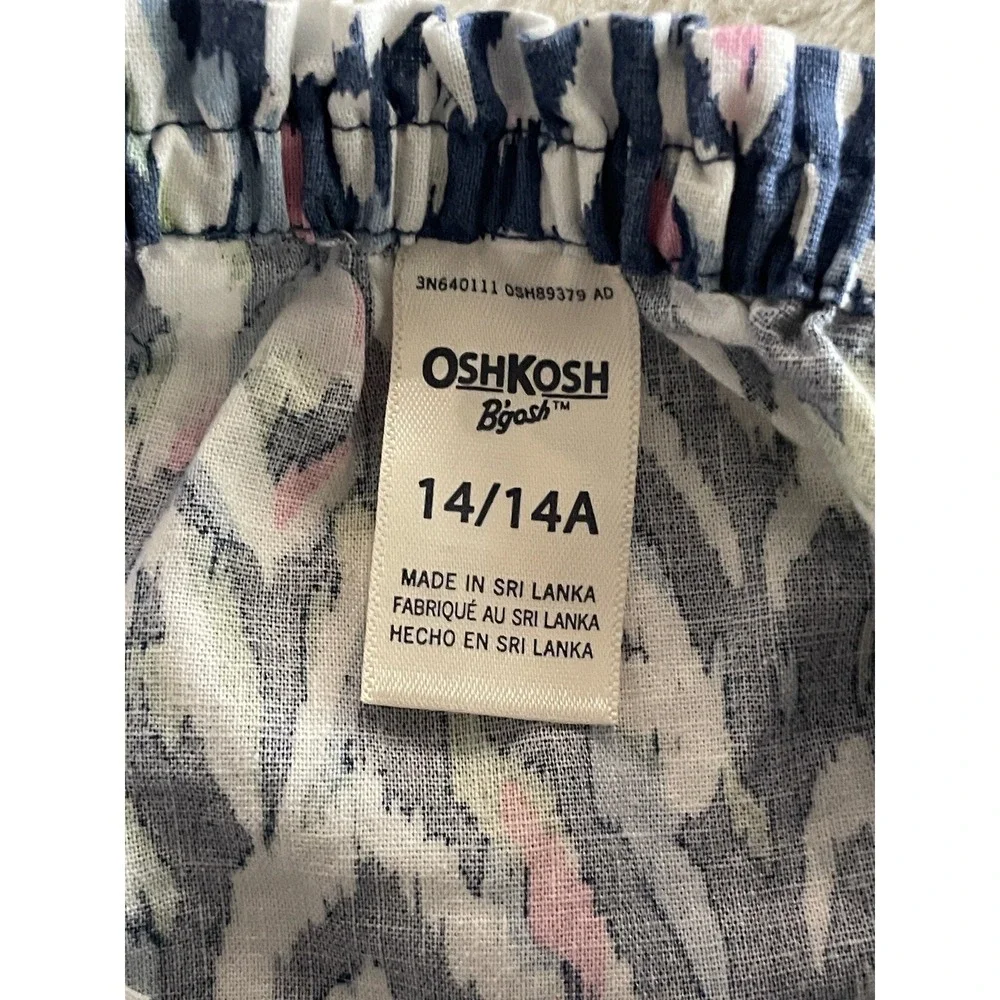 OshKosh B'gosh Tank Top Linen Cotton Ikat Casual Coastal 14/14A